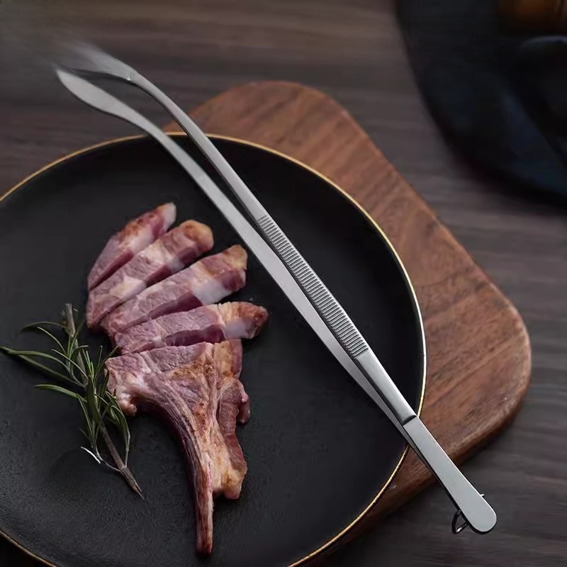 Home Cooking Steak - ملقط طعام طويل من الفولاذ المقاوم