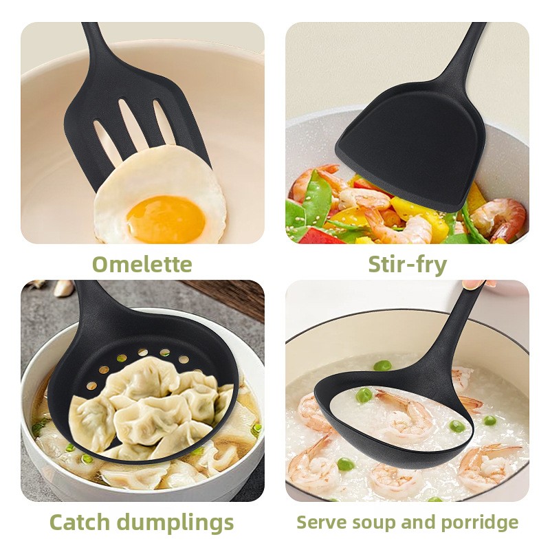 Home Cooking In Chinese - ملعقة وسكين ومقشدة سيليكون للووك الصيني،