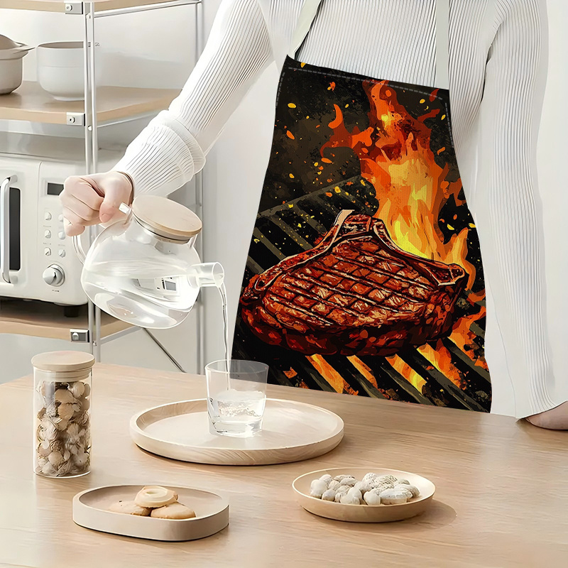 مريلة شواء للستيك بطبعة لهب ال - مراجعة Home Cooking Steak وسعره